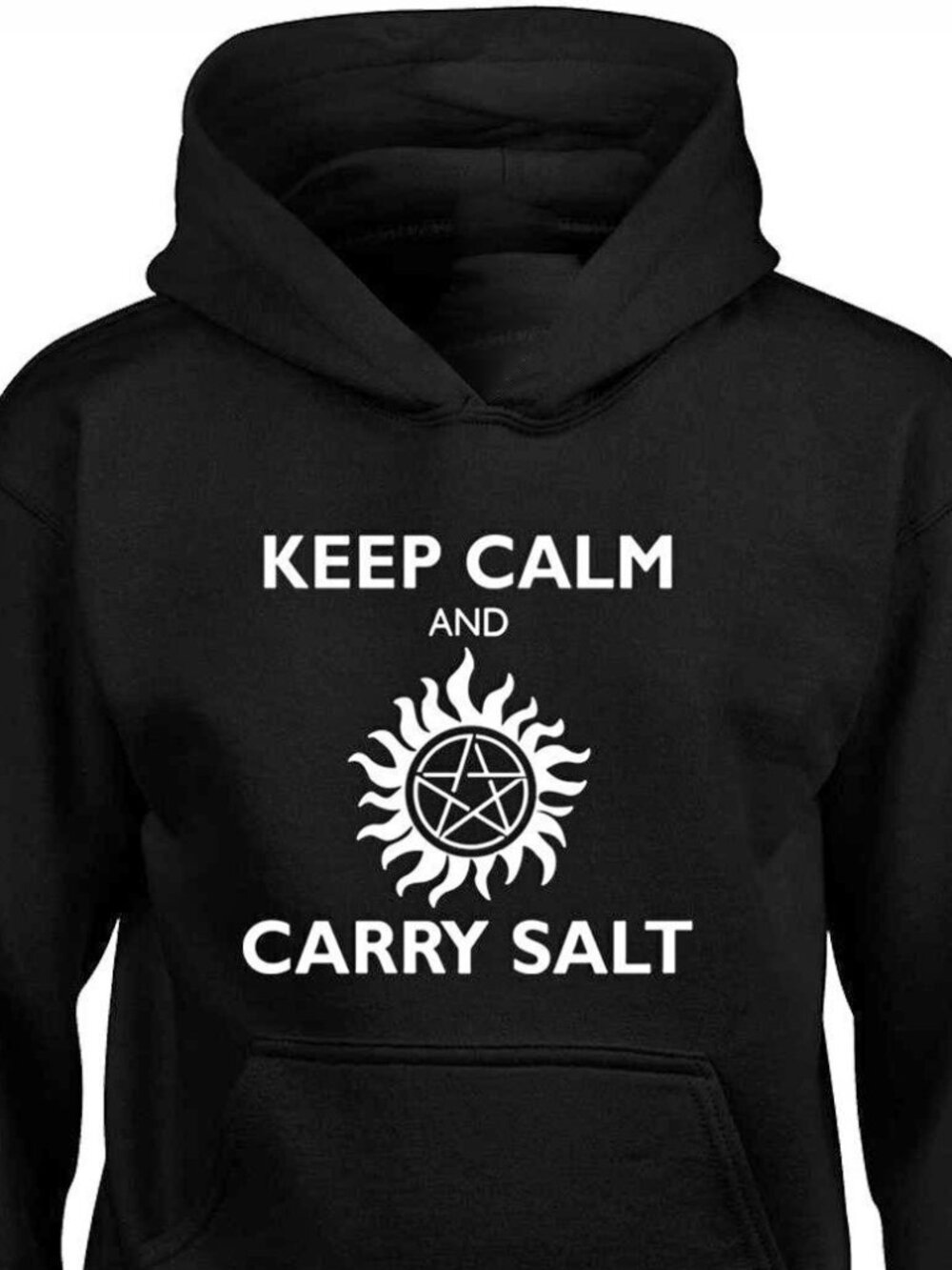 New Keep Calm And Carry Salt Black Hoodie Fleece Sweatshirt